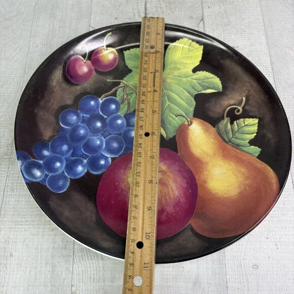 Furio Home EDEN Brown With Fruit Center Coupe Smooth 11" Dinner Plates Set of 3 - Picture 9 of 16